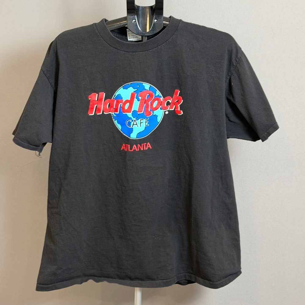 Vintage Hard Rock Cafe Atlanta Shirt Mens XL Black Graphic Tee Made USA